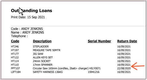 Listing loans overdue