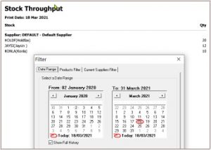 Stock throughput report